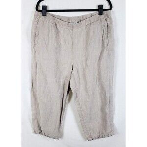 J. Jill Love Linen Cropped Pants Womens L Petite Coastal Scandi Lagom Beige